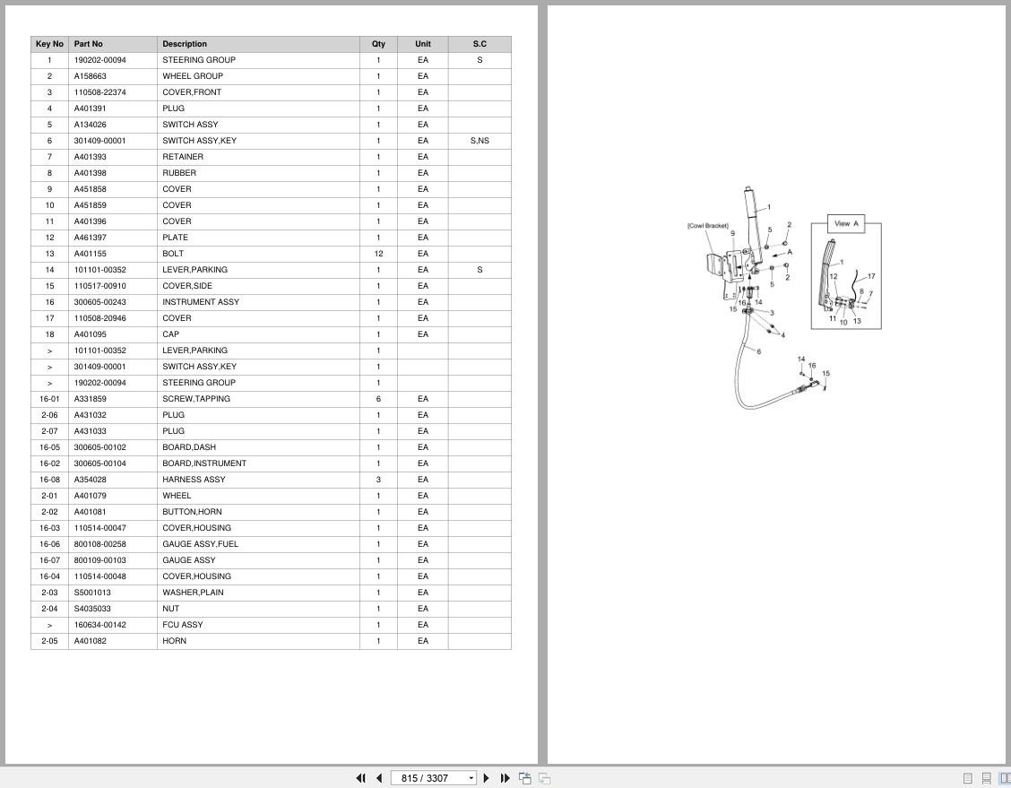 Doosan Forklift D60S7 D70S7 D34 55KW Tier 4 2 Speed Parts Catalog SB1232 (2)