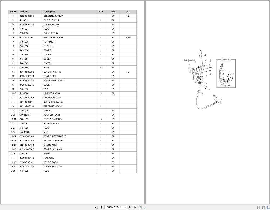 Doosan Forklift D60S7 D70S7 D34 55KW Tier 4 3 Speed Parts Catalog SB1267 (2)
