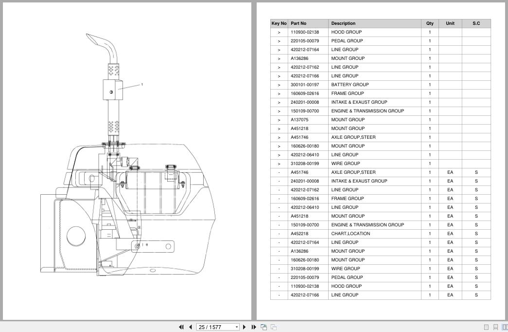 Doosan Forklift D80S5 D90S5 Kubota INT T4 3 Speed Parts Catalog SB1139 (4)