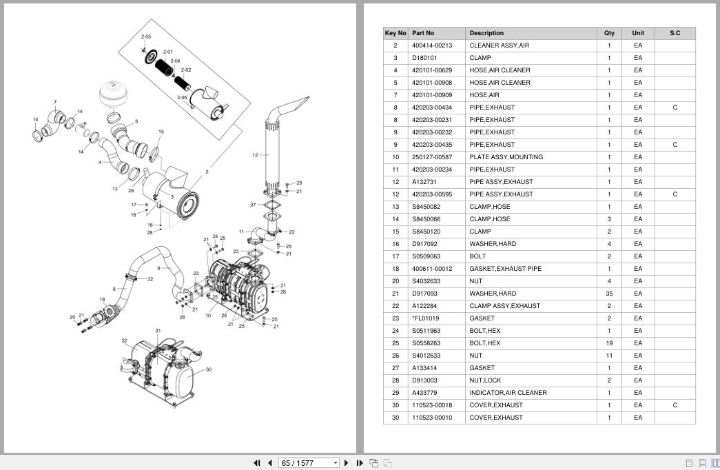 Doosan Forklift D80S5 D90S5 Kubota INT T4 3 Speed Parts Catalog SB1139 (5)