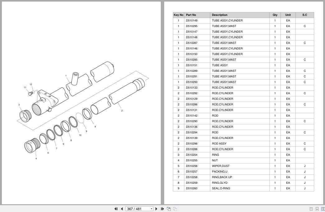 Doosan Forklift G35S G40S G45S Parts Catalog A231095 (2)
