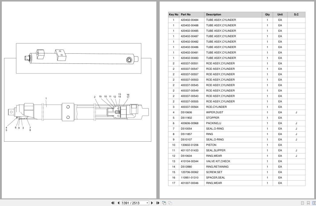 Doosan Forklift G60S5 G70S5 Parts Catalog SB1103 (2)
