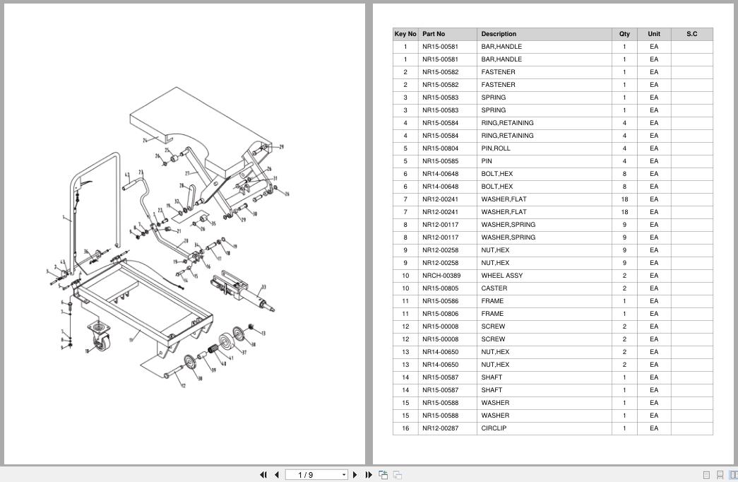Doosan Lift Table LFT15 LFTE15 Equipment Parts Catalog SB1212 (1)
