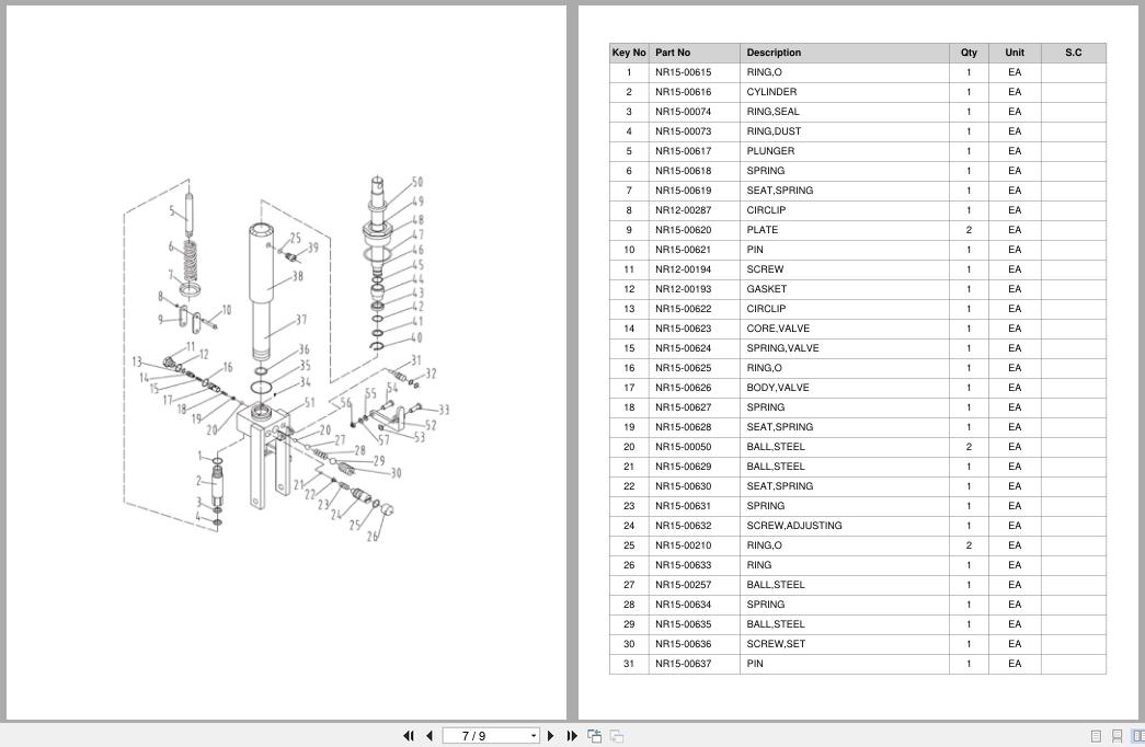 Doosan Lift Table LFT15 LFTE15 Equipment Parts Catalog SB1212 (2)