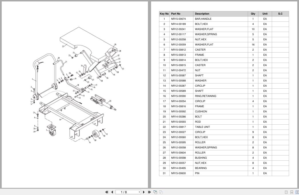 Doosan Lift Table LFT20 Equipment Parts Catalog SB1219 (1)