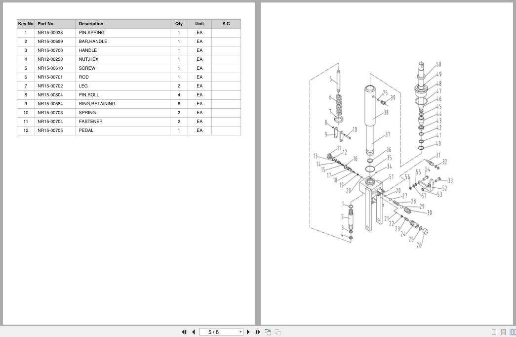 Doosan Lift Table LFT20 Equipment Parts Catalog SB1219 (2)