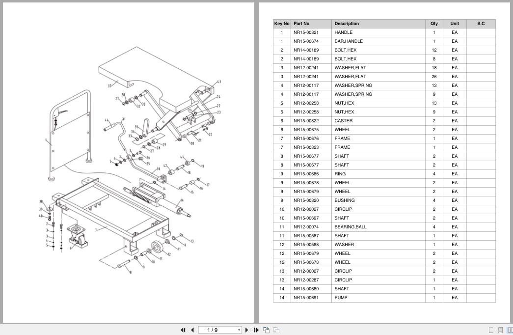 Doosan Lift Table LFT30 LFT50 LFTE30 LFTE50 Equipment Parts Catalog SB1213 (1)