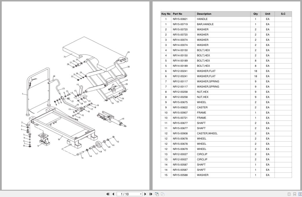 Doosan Lift Table LFT35D LFTE35D Equipment Parts Catalog SB1216 (1)