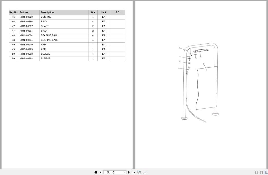 Doosan Lift Table LFT35D LFTE35D Equipment Parts Catalog SB1216 (2)