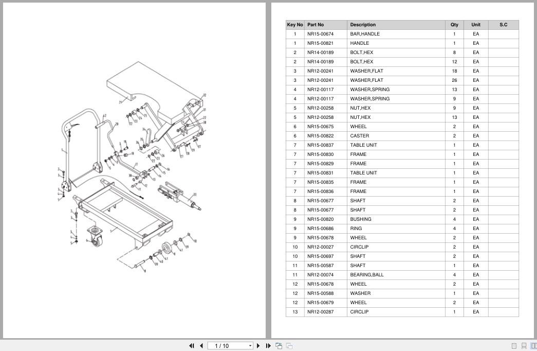 Doosan Lift Table LFT50A LFT50B LFT50C Equipment Parts Catalog SB1221 (1)