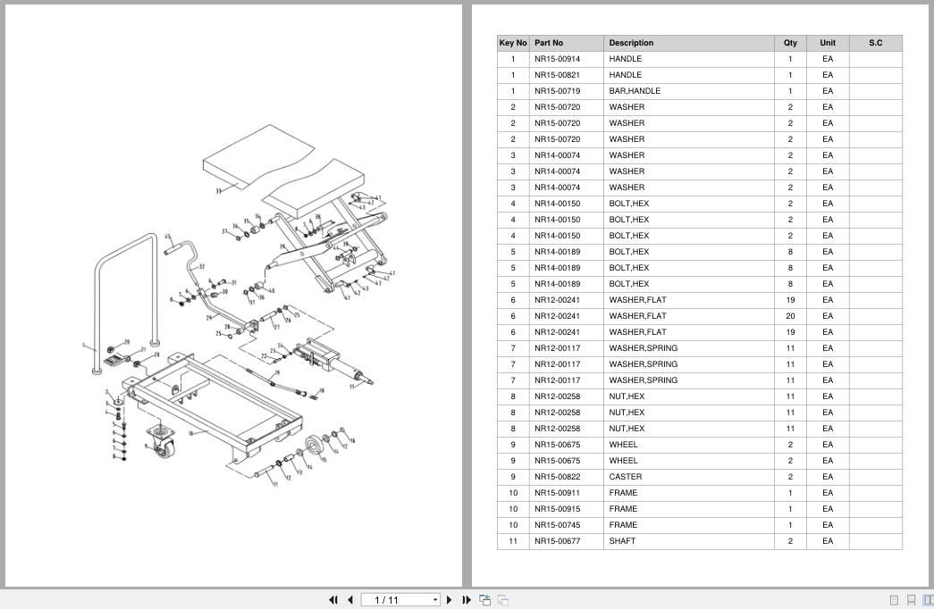 Doosan Lift Table LFT50L LFT50LP Equipment Parts Catalog SB1217 (1)