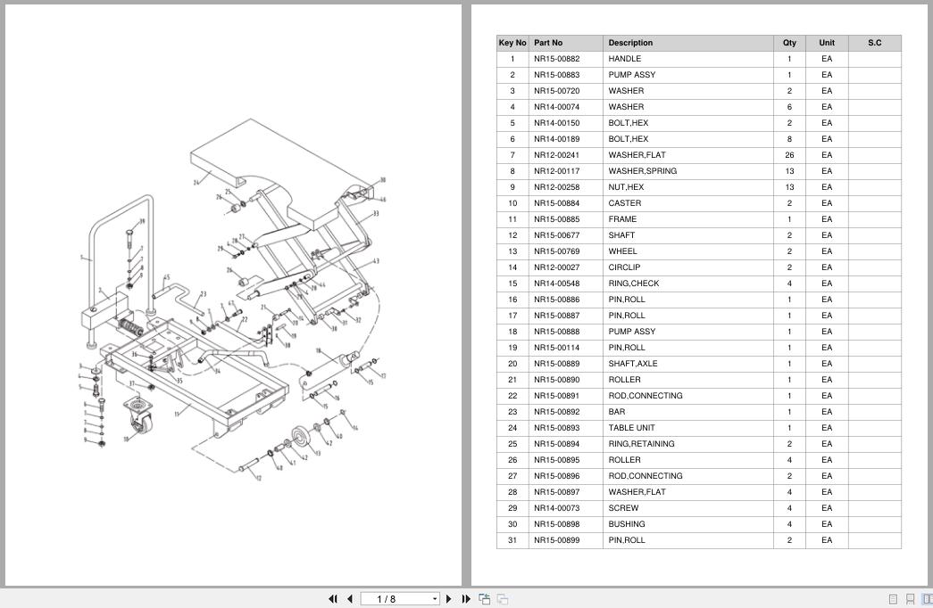 Doosan Lift Table LFT68DP Equipment Parts Catalog SB1222 (1)