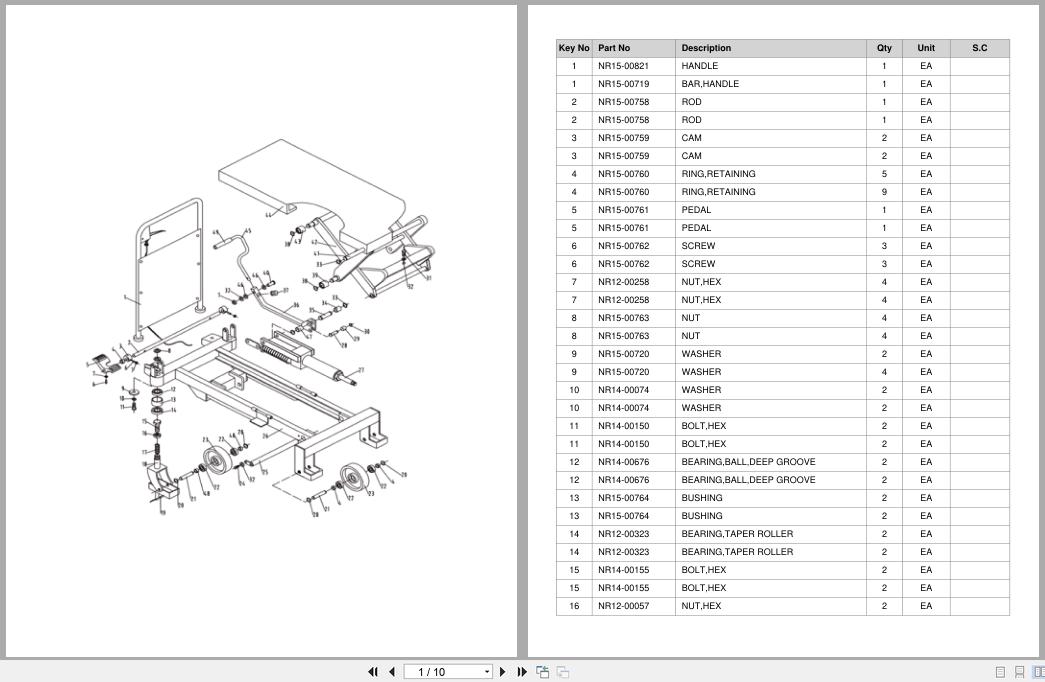 Doosan Lift Table LFT80 LFTE80 Equipment Parts Catalog SB1214 (1)