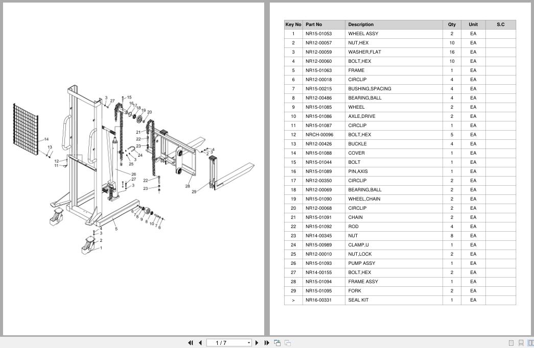 Doosan Stacker STK150WA Equipment Parts Catalog SB1228 (1)
