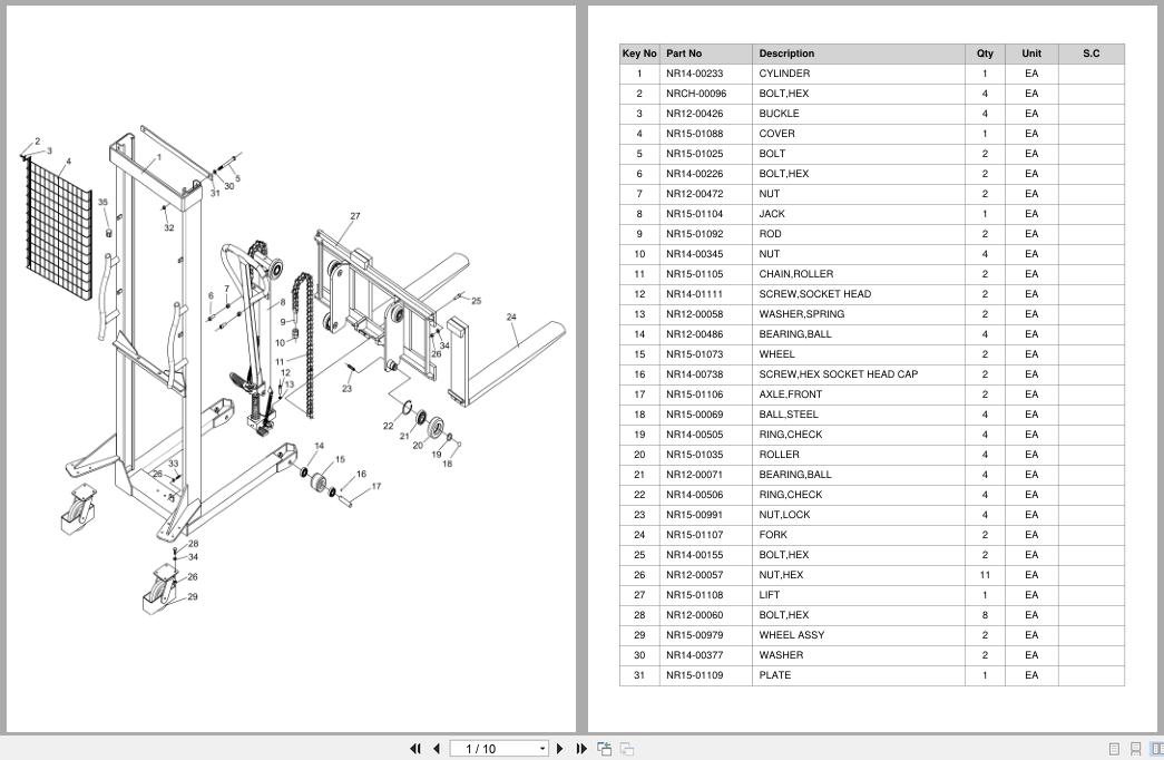 Doosan Stacker STK200F Equipment Parts Catalog SB1229 (1)