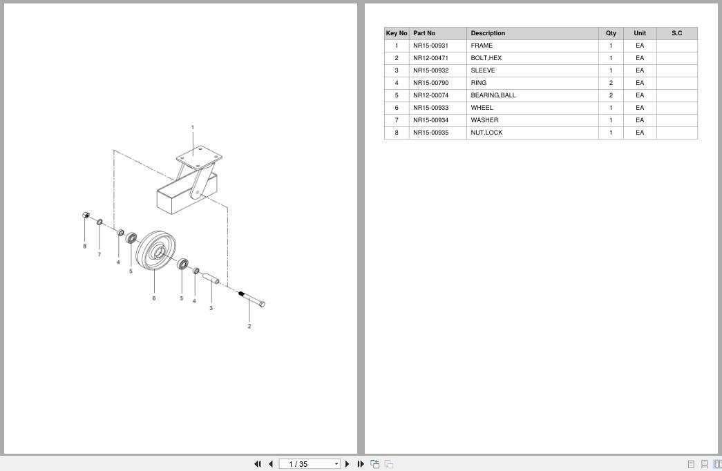 Doosan Stacker STKE50 STKE100 STKE150 Equipment Parts Catalog SB1224 (1)