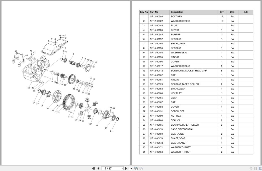 Doosan Tow Tractor BTT20 BTT30 BTT50 BTT60S 7 Equipment Parts Catalog SB1175 (2)