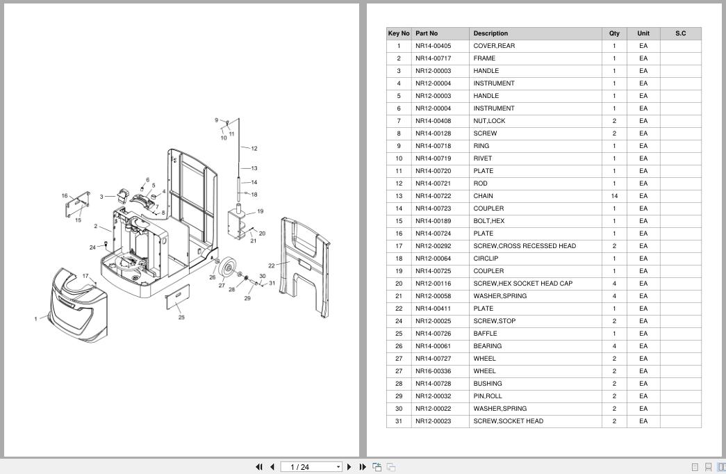 Doosan Tow Tractor BWT45S 7 Equipment Parts Catalog SB1279 (1)