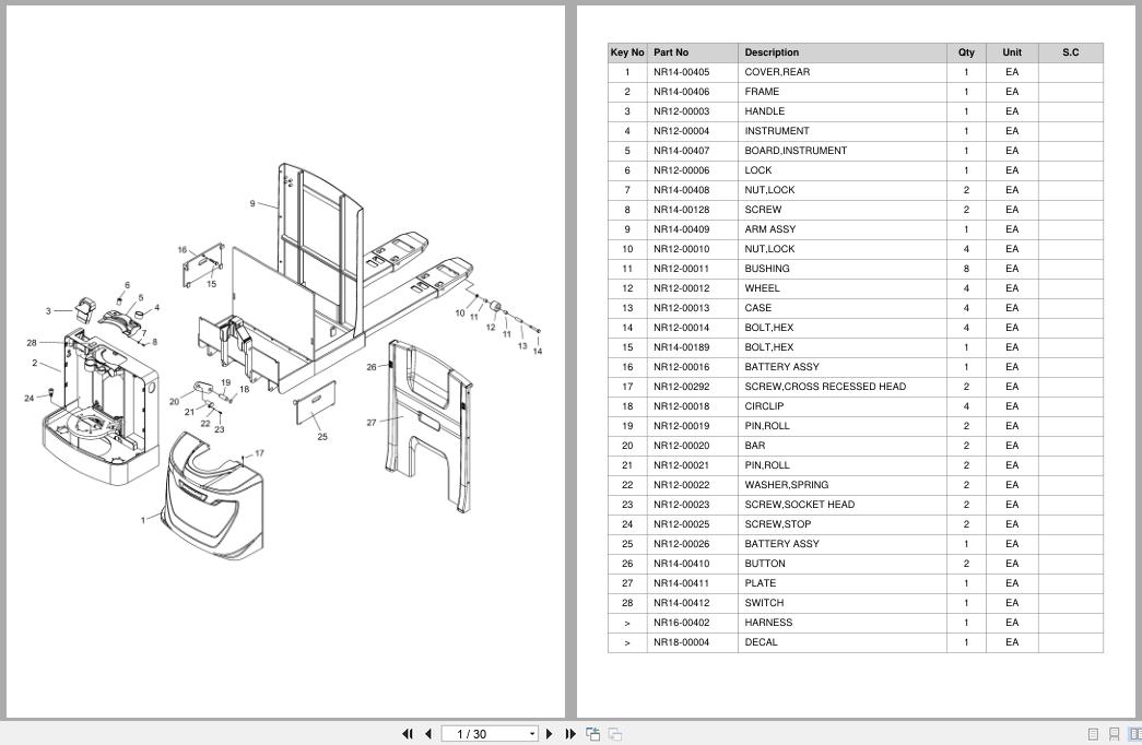 Doosan Walkie Pallet Truck BWC33S 7 Equipment Parts Catalog SB1160 (1)