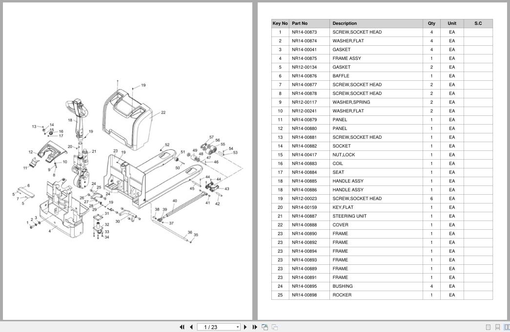 Doosan Walkie Pallet Truck BWE15S 7 Equipment Parts Catalog SB1170 (1)