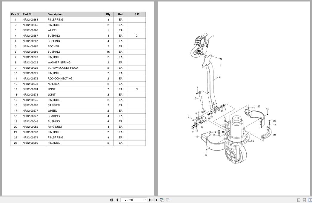Doosan Walkie Pallet Truck BWE20S 7 Equipment Parts Catalog SB1171 (2)