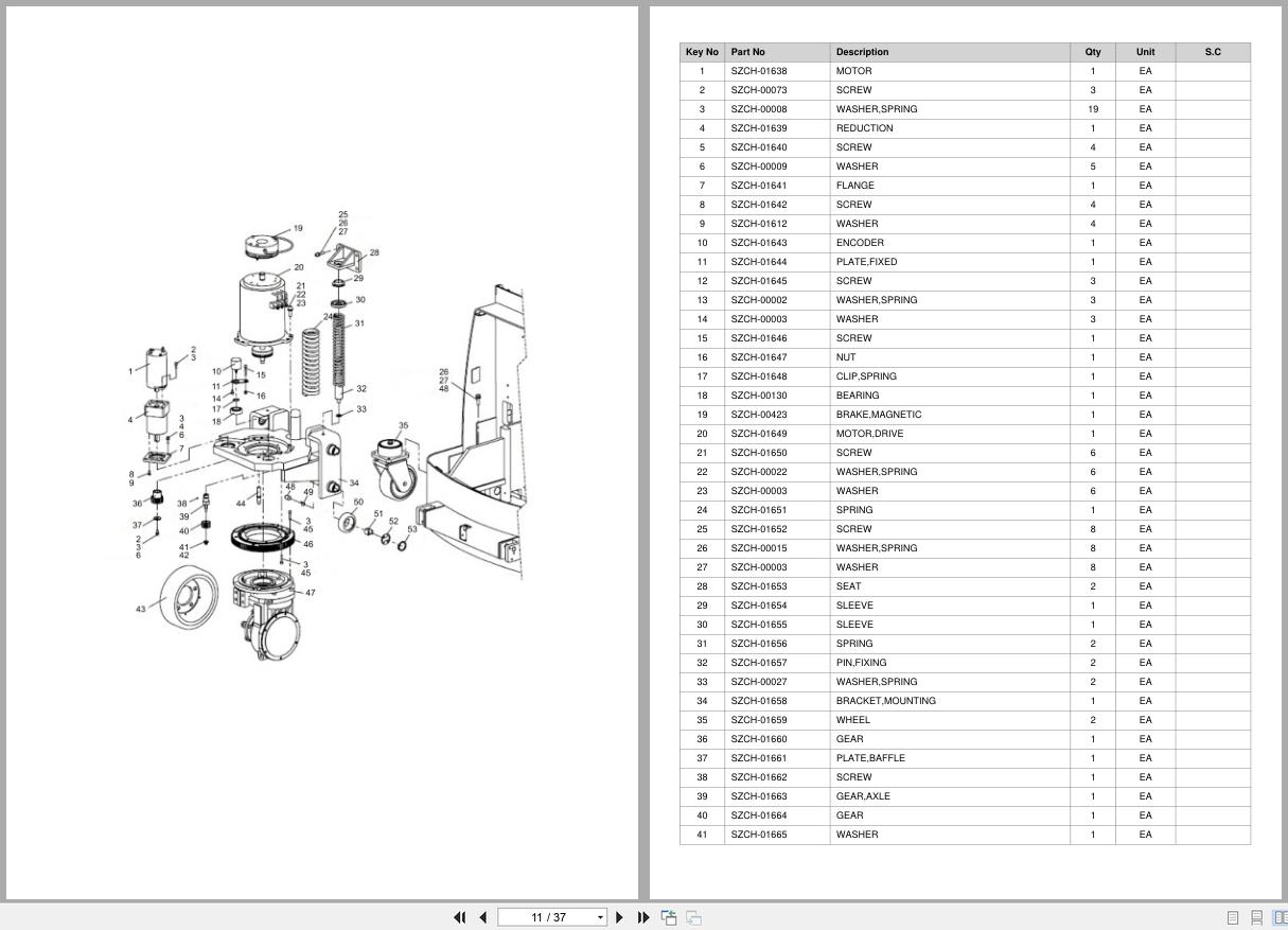 Doosan Walkie Pallet Truck BWP50 BWP60 BWP80 DM10 Equipment Parts Catalog SB5162Y (2)