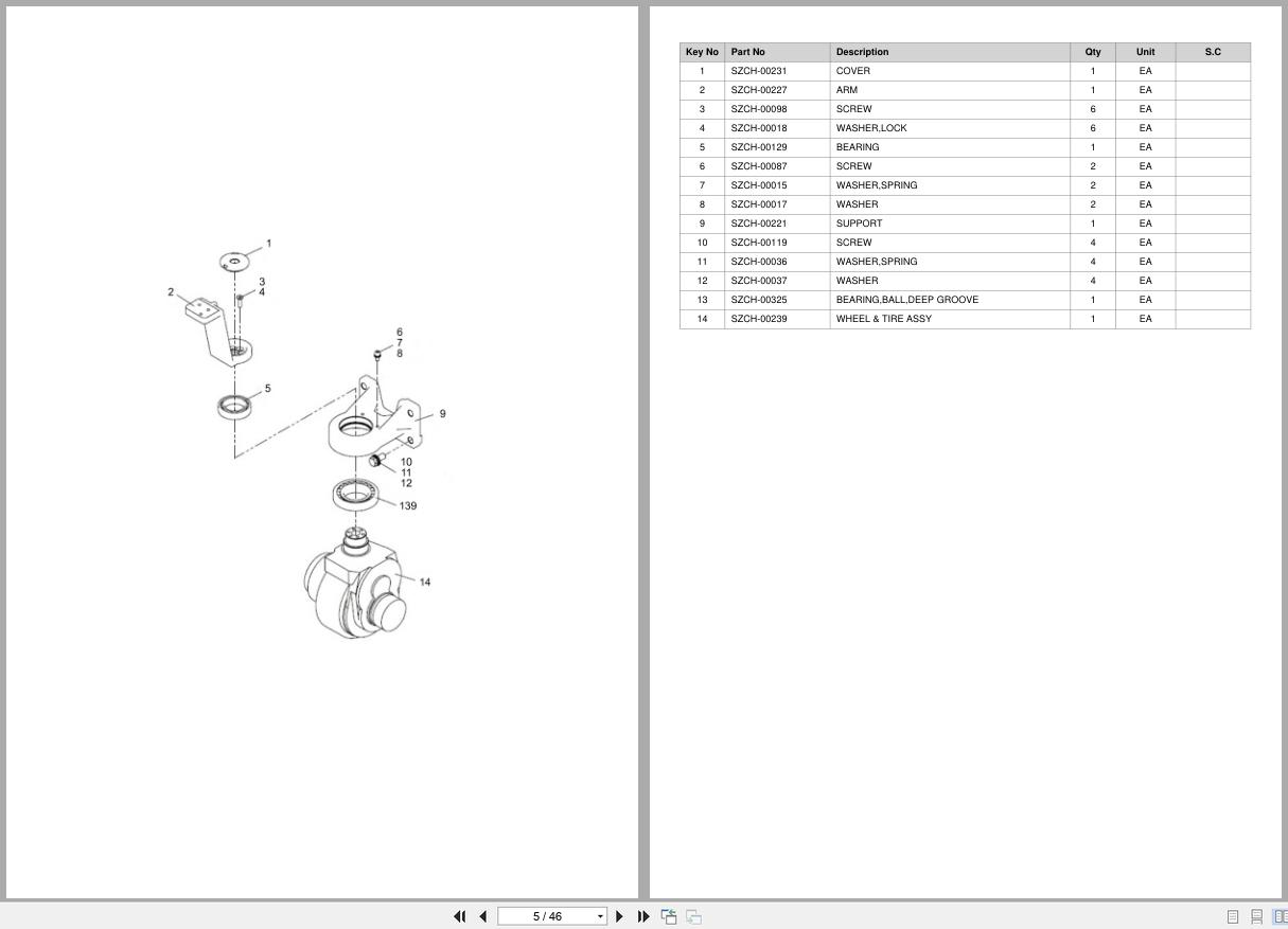 Doosan Walkie Pallet Truck BWS10 BWS12 AM10 Equipment Parts Catalog SB5156Y (2)