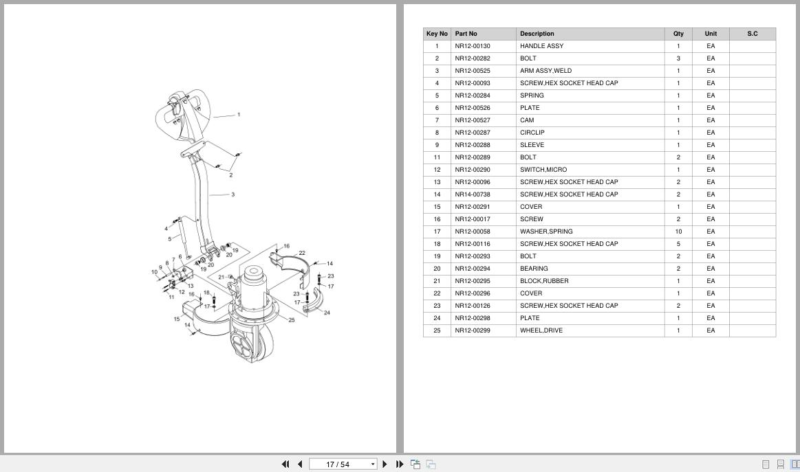 Doosan Walkie Pallet Truck BWS20 MW30 Equipment Parts Catalog SB5111Y (2)