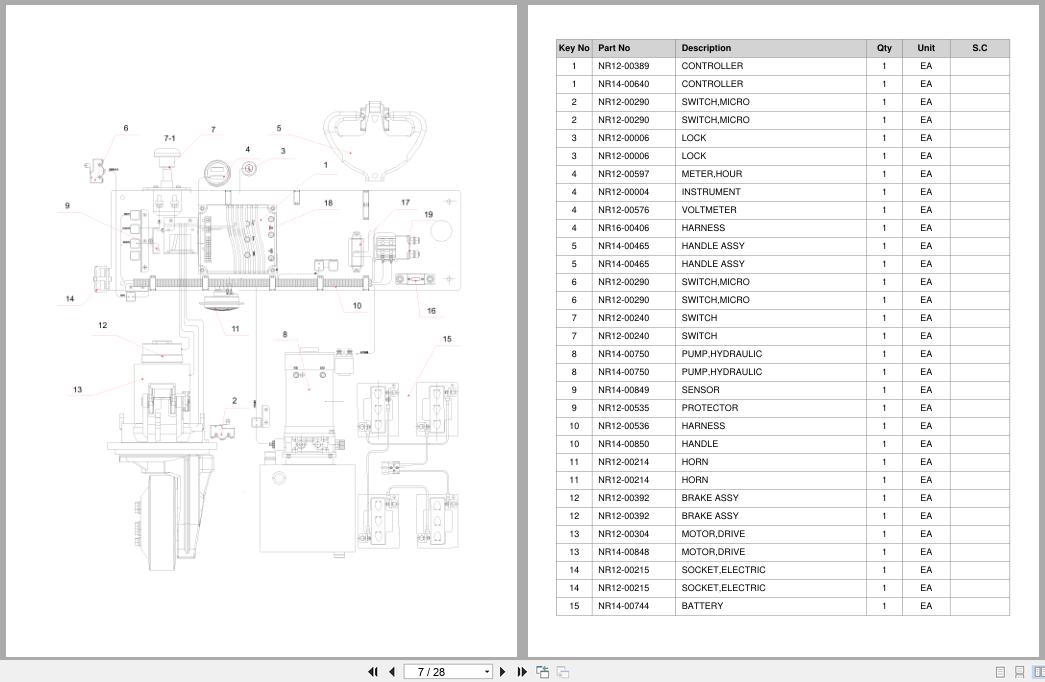 Doosan Walkie Pallet Truck BWSE15S 7 Equipment Parts Catalog SB1169 (2)