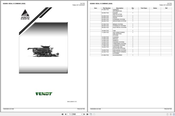 Fendt Combine Ideal 8 2026 Parts Catalog 652808 1