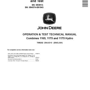 John Deere 1165 1175 Combines Operation Test Manual TM8202 (1)