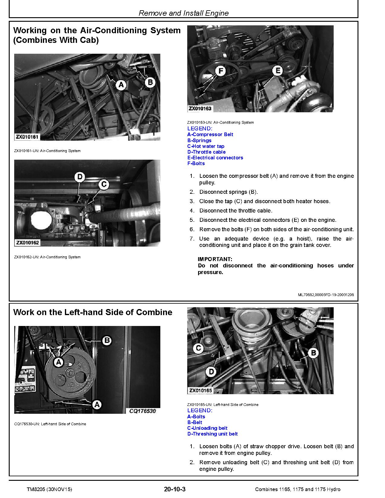 John Deere 1165 1175 Hydro Combines Repair Manual TM8205 (3)