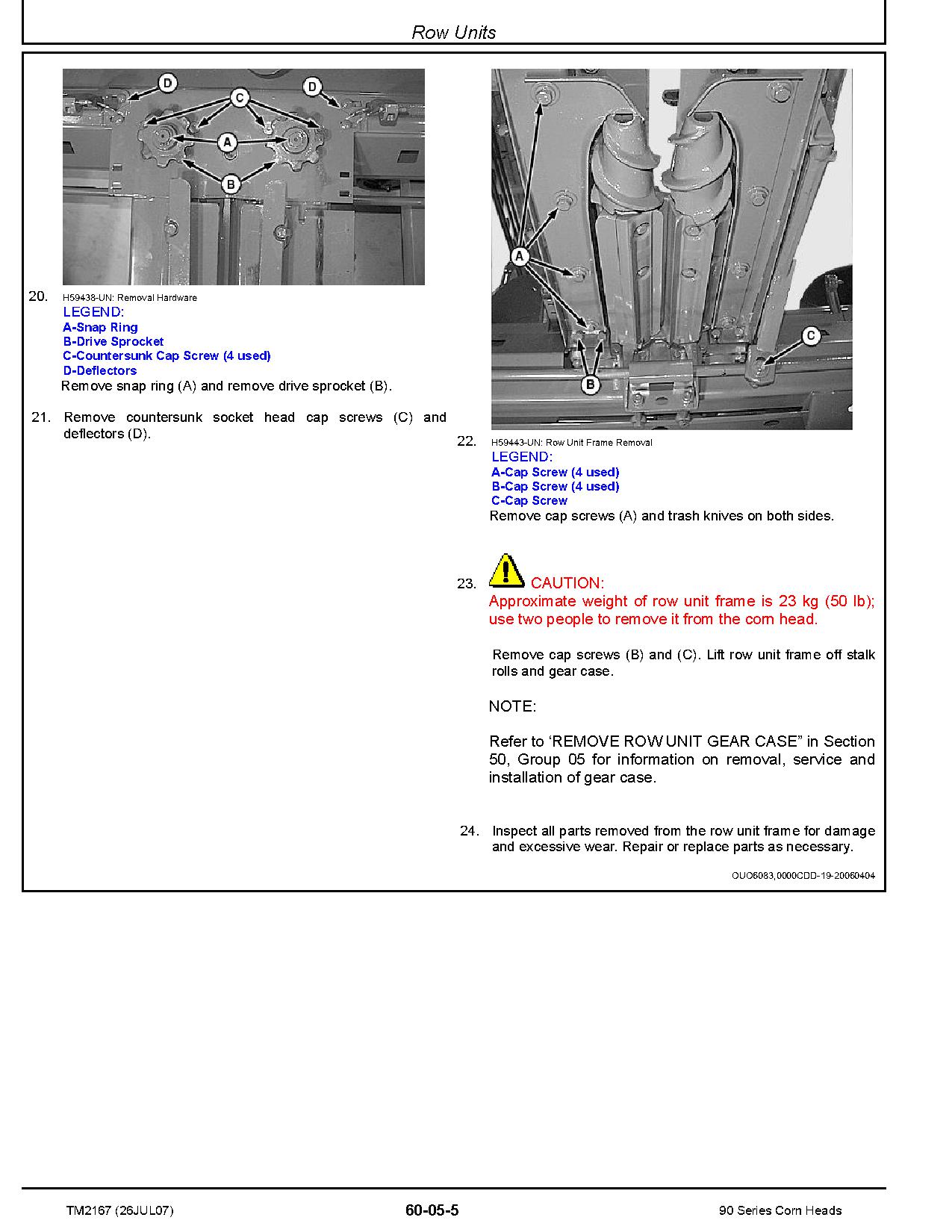 John Deere 1290 1291 1293 494 592 692 693 694 892 893 894 Corn Heads Repair Manual TM2167 (3)