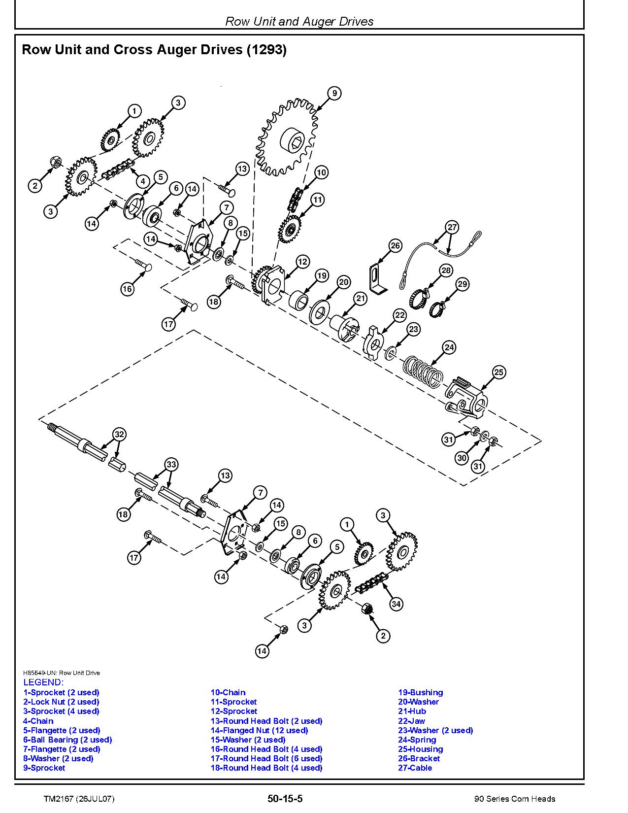 John Deere 1290 1291 1293 494 592 692 693 694 892 893 894 Corn Heads Repair Manual TM2167 (4)