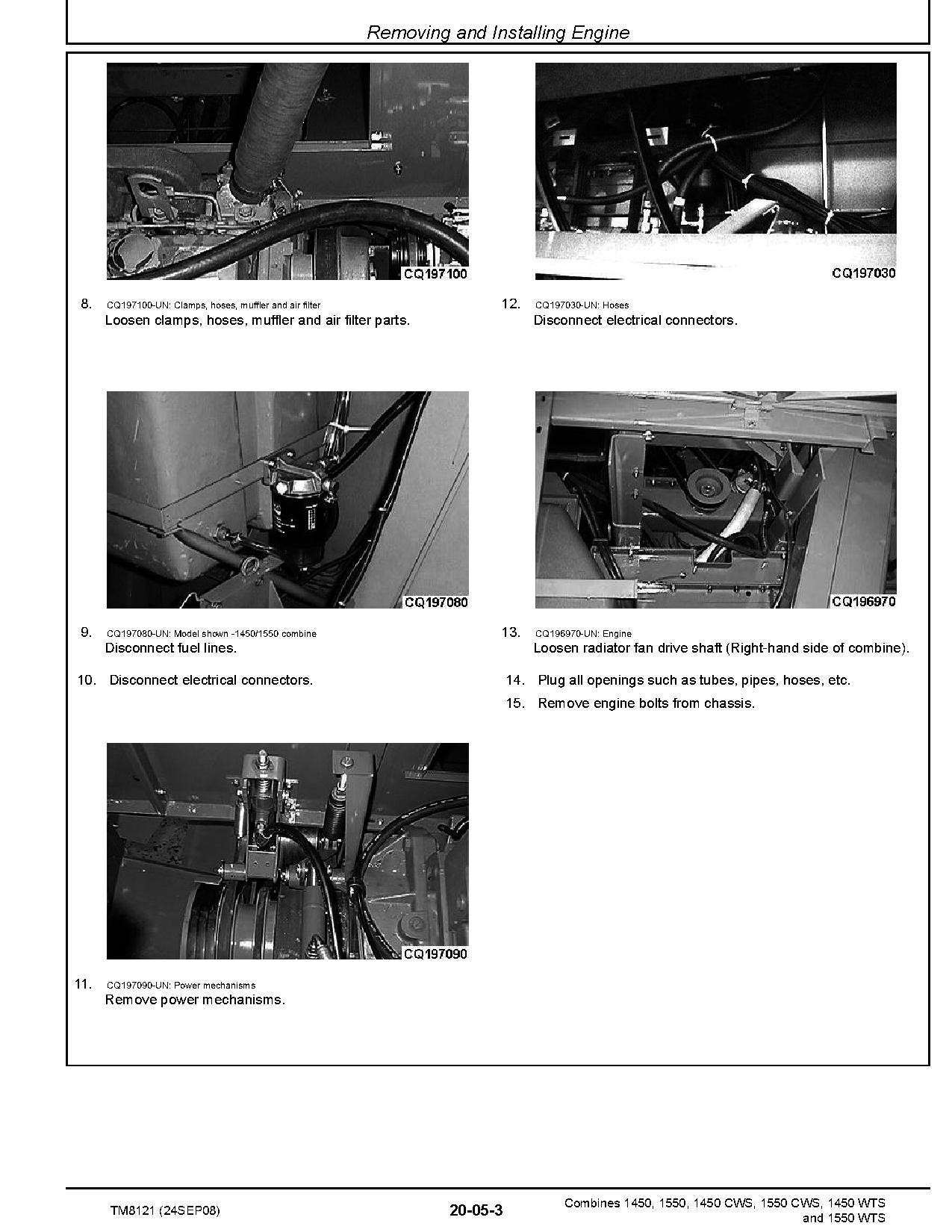 John Deere 1450 1550 CWS WTS Combines Repair Manual TM8121 (2)