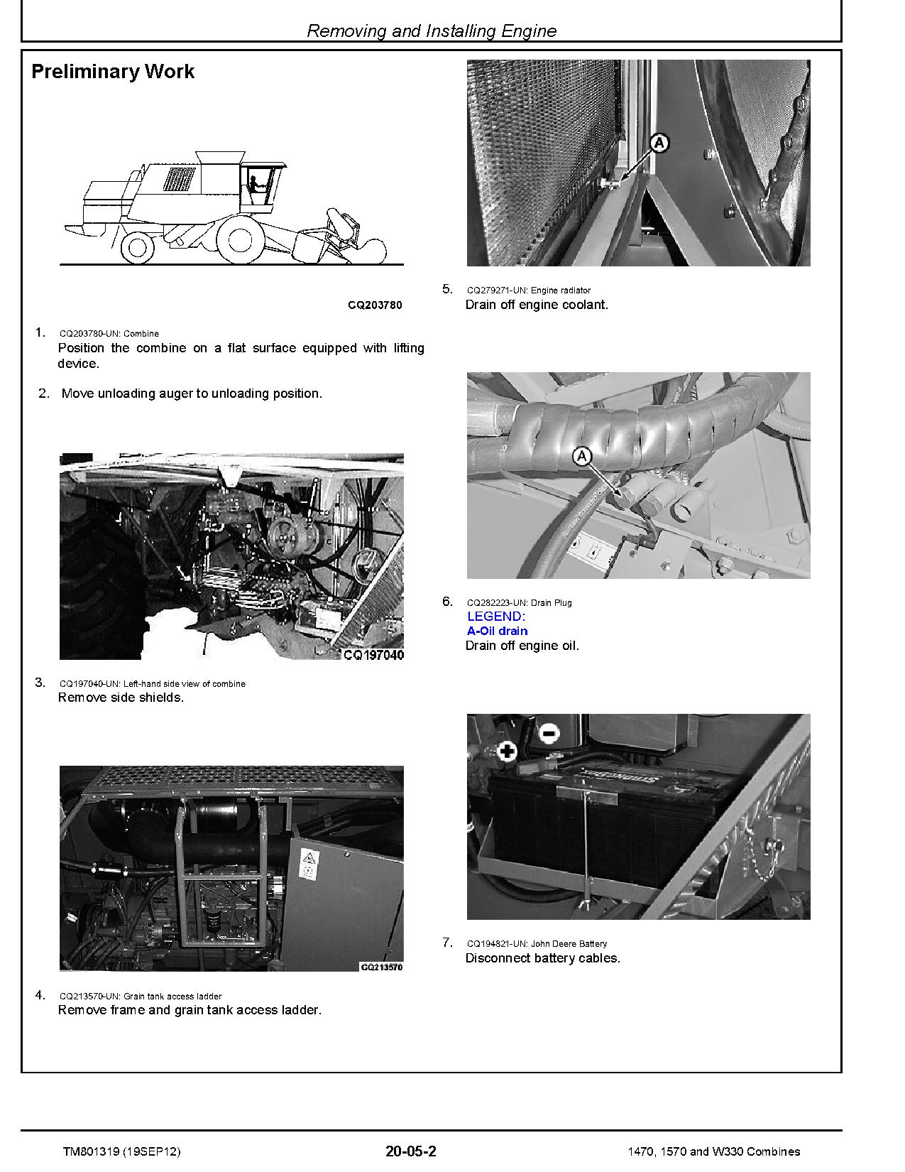 John Deere 1470 1570 W330 Combines Repair Manual TM801319 (2)