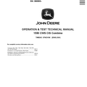 John Deere 1550 CWS Combines Operation Test Manual TM8243 (1)
