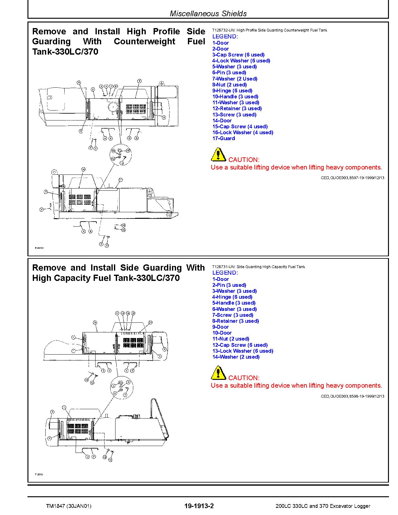 John Deere 200LC 330LC 370 Excavator Loggers Repair Manual Supplement TM1847 (4)