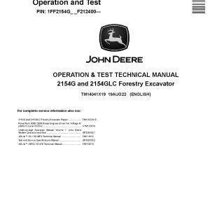 John Deere 2154G 2154GLC Forestry Excavators Operation Test Manual TM14041X19 (1)