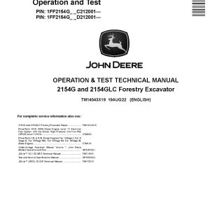 John Deere 2154G 2154GLC Forestry Excavators Operation Test Manual TM14043X19 (1)