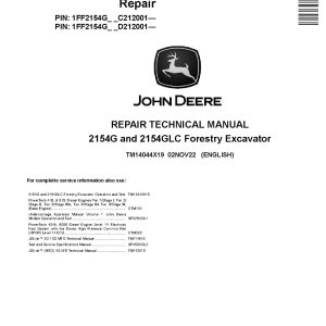 John Deere 2154G 2154GLC Forestry Excavators Repair Manual TM14044X19 (1)