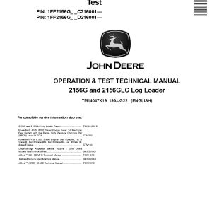 John Deere 2156G 2156GLC Log Loaders Operation Test Manual TM14047X19 (1)