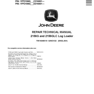 John Deere 2156G 2156GLC Log Loaders Repair Manual TM14048X19 (1)