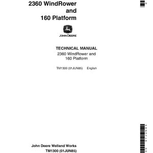 John Deere 2360 Windrowers 160 Draper Platforms Technical Manual TM1300 (1)