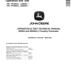 John Deere 2654G Forestry Excavators Operation Test Manual TM14035X19 (1)