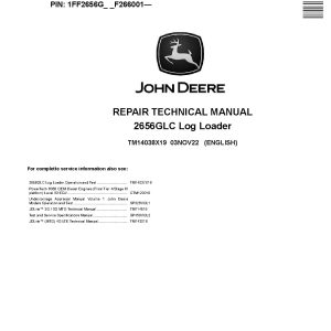John Deere 2656GLC Log Loaders Repair Manual TM14038X19 (1)