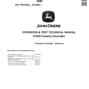John Deere 3154G Forestry Excavators Operation Test Manual TM14025X19 (1)