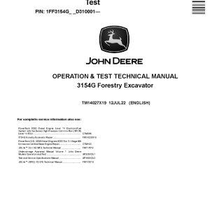 John Deere 3154G Forestry Excavators Operation Test Manual TM14027X19 (1)