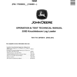 John Deere 335D Knuckleboom Log Loaders Operation Test Manual TM11718 (1)
