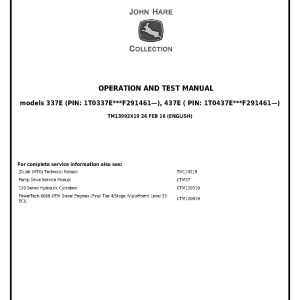 John Deere 337E 437E Knuckleboom Log Loaders Operation Test Manual TM13992X19 (1)